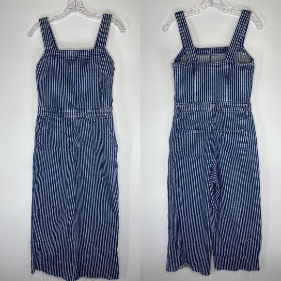 Universal Thread Denim - Universal Threads Blue Railroad Cropped Overalls Raw Hem Size 4/27